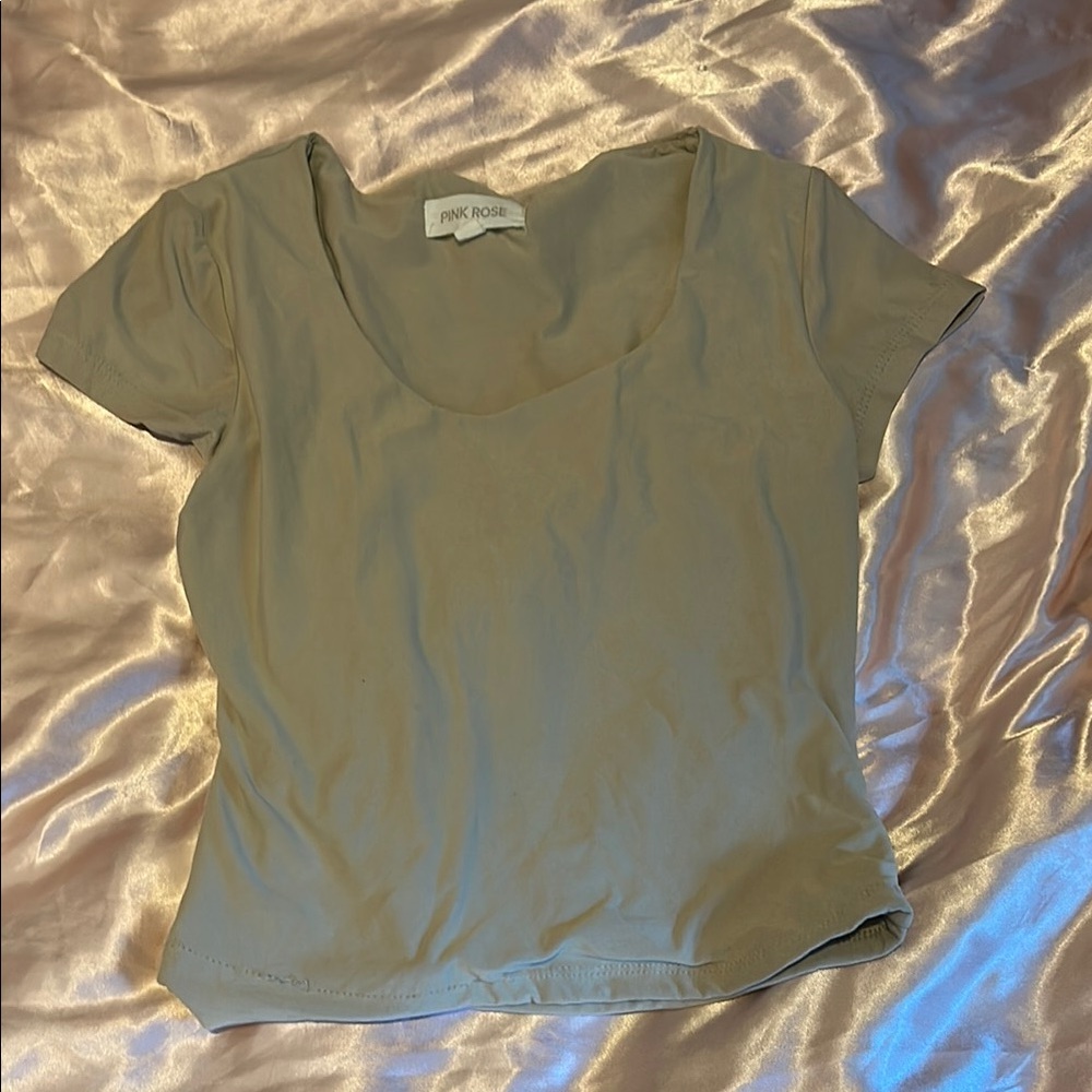 Pink Rose Short Sleeve Tee - Beige